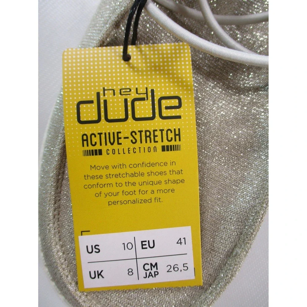 Hey‎ Dude Wendy Stretch Sparkling Beige Women's 10 Casual Slip On Comfort Shoes